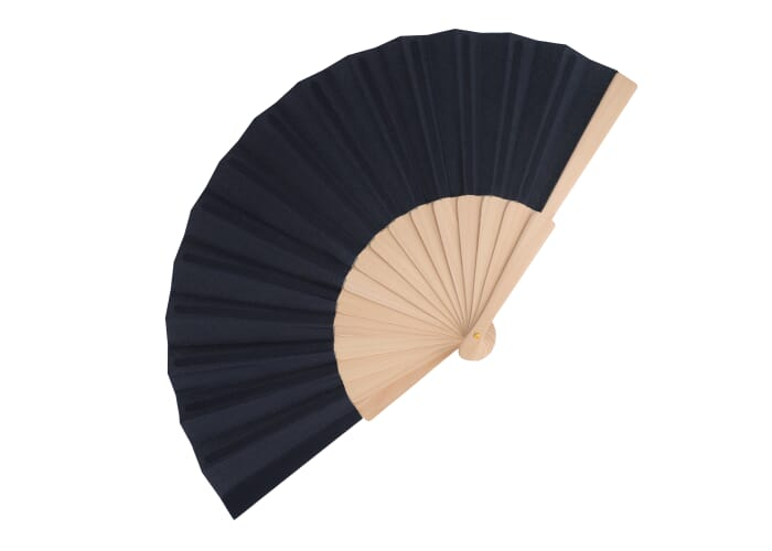 Éventail coloré en bois et rPET personnalisé Bleu foncé